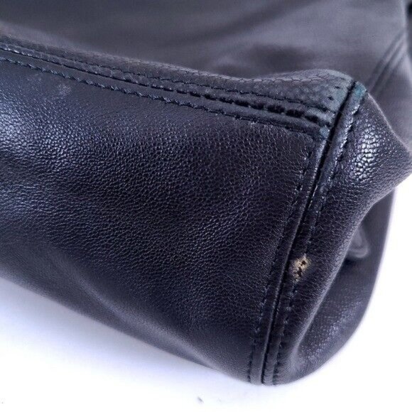 Elie Tahari Black Leather Shoulder Bag Braided Handle - Picture 9 of 11